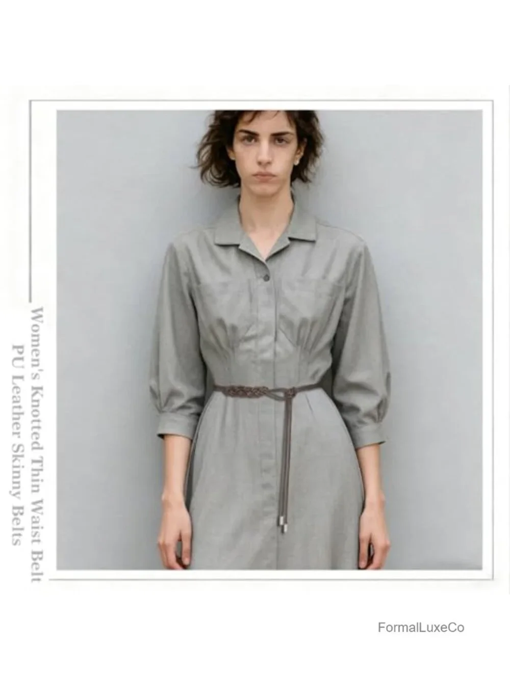 PU Leather Knotted Thin Belt for Women Skinny Waist Belt